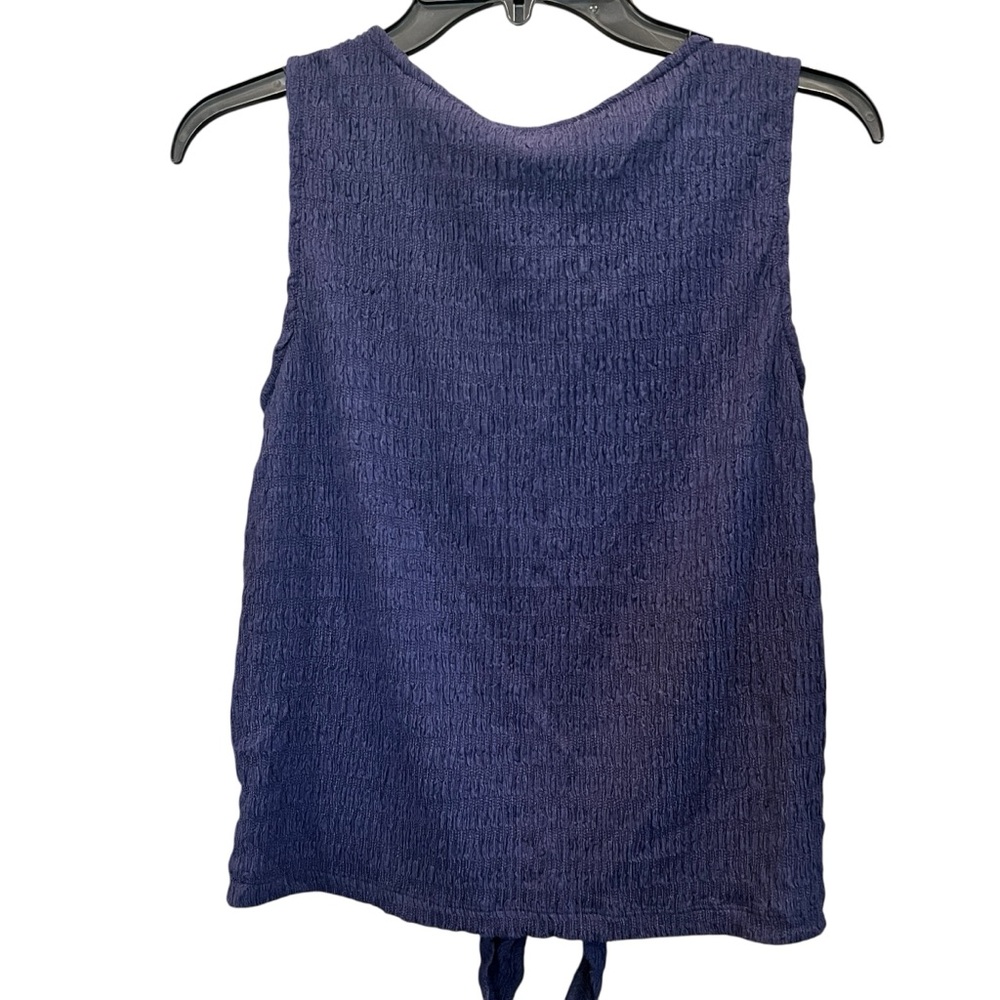 Sanctuary Link Up Button Front Tank Top Textured Tie Hem V Neck Blue S NWT - Picture 5 of 11